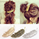 New Hot Fashion Vintage Gold Retro Metal Feather Big Hairgrips Hair Clip For Women Accessories Jewelry
