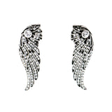 New Item Brand Designer Punk Vintage Rhinestone Wings Stud Earrings Women Jewelry