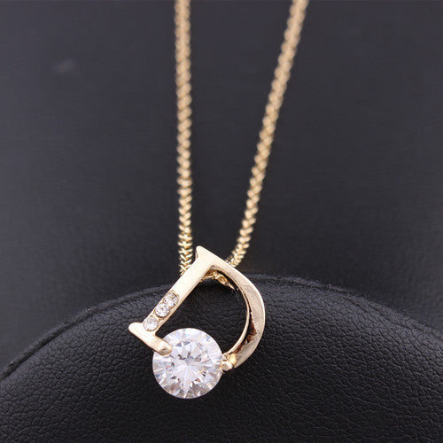 New Jewelry 18K Gold Plated Cubic Zircon CZ Wedding Gift D Design Pendant Copper Chain Necklace