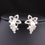 New Jewelry 18K Rose Gold Plated Crystal Rhinestone Pearl Flower Grape Stud Earrings High Quality 