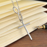Lovely Chic Infinity Cross Long Silver Chain Pendant Fashion Necklaces For Women Jewelry Gift