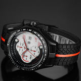 New Men Racer Sports Watches Chronograph Function 6 Hands Quartz Date Clock Man Silicone Strap Luxury Top Brand Wrist Watch