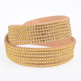 New Multilayer Leather Bracelet Women with Crystal Slake Bracelet Clasp Charm Bracelets