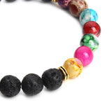 New Natural Black Lava Stone Bracelets 7 Reiki Chakra Healing Balance Beads Bracelet for Men Women Stretch Yoga Jewelry