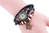 New Original Women dress Leather Vintage Watches ladies Bracelet Wristwatch butterfly Pendant Casual watch clock hours
