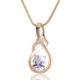 New Purple Crystal Wedding Jewelry for Women 18K Gold Plated Luxury Brand Statement Zirconia Pendant Necklace 