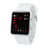New Red LED Sport Digital Wrist Watch Binary Wristwatch PU Leather&Silicone Watches Relogios masculinos Women Mens