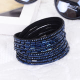 New Selling Fashion 12 Layer Leather Bracelet multicolor Charm Bracelets Bangles For Women Buttons Adjust Size
