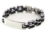 New Silver Link Chain Rubber Stainless steel Men's Bracelet Wrist band 8.5" Hot Charm Men Bangle Cuff  jewlery