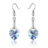 New Silver Plated Earrings Heart Shape Fine Jewelry Crystal Earrings for Women Fashion Pendientes Brinco