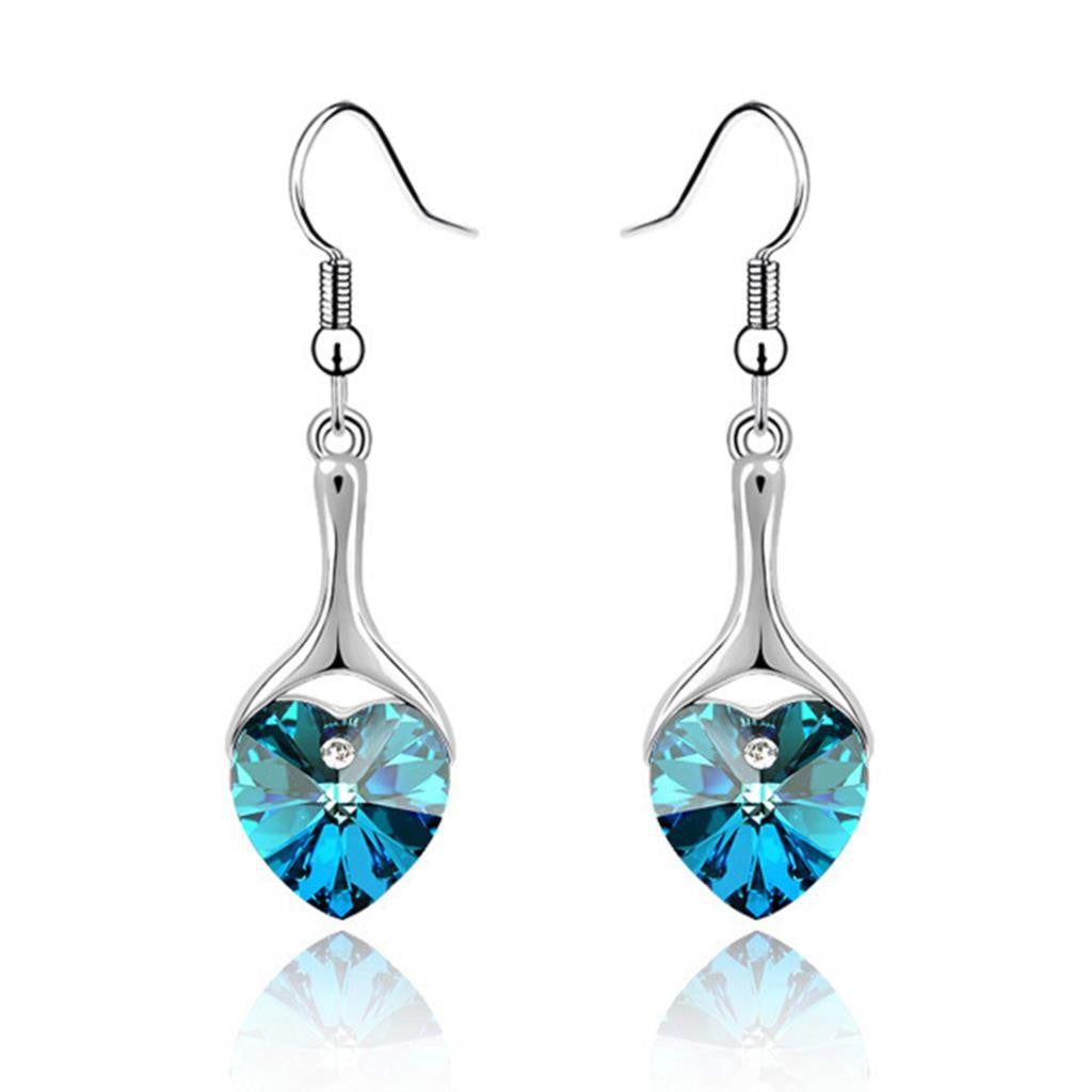 New Silver Plated Earrings Heart Shape Fine Jewelry Crystal Earrings for Women Fashion Pendientes Brinco