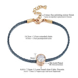 New Simple 1.5ct CZ Crystal Gold Plated Solitaire Rope Chain Bracelets Jewelry for Women Pulseira Feminina 