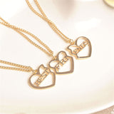 New Style Broken 3 Parts Gold Plated Heart Pendant Necklace Best Friend Letters Necklace Fine Jewelry Friends Party Gift
