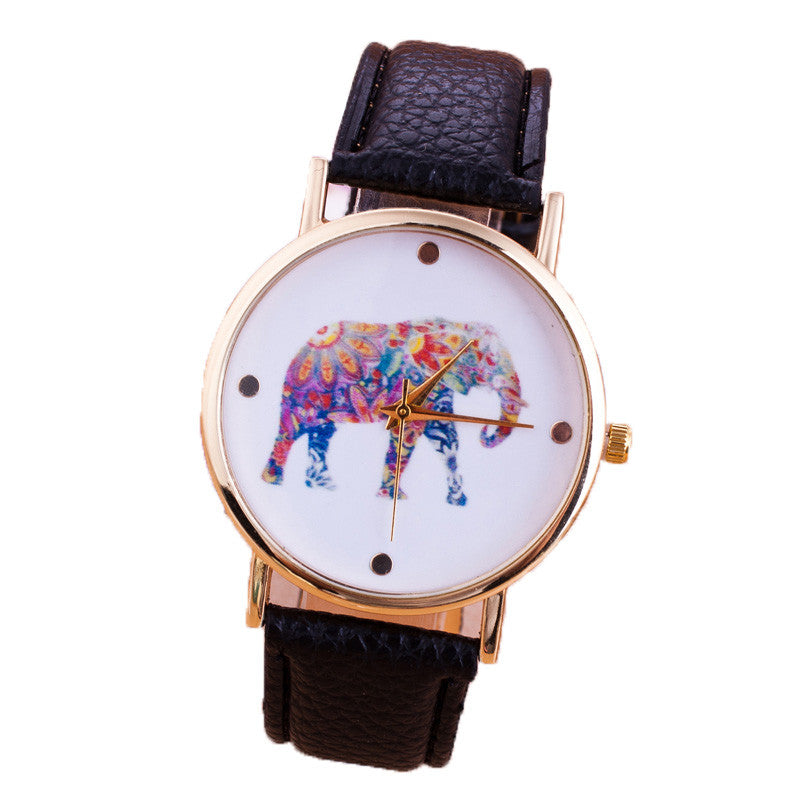 New Style Fashion Casual Watch Elephant Quartz Wristwatch PU Leather strap watch Women Relogio Clock hours gift