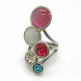 New Style Pink/Blue/White Round Opal Ring 18 k Gold Plated High-grade Fashion Delicate And Charming Woman Rings 