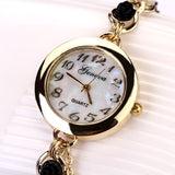 New Style Rose Pearl Chain Geneva Bracelet Wristwatch Women Dress Watch Brand Watches Chain Crystal Watch