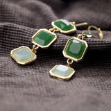 New Styles Fashion Jewelry Long Earrings Light Green Square Pendant Earrings Christmas Gifts