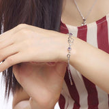New Summer Style Romantic Double Heart Bracelet Femme Silver Plated Women Wedding Crystal Bracelets Pulseras Fine Jewelry