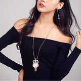 New Trendy Chubby Owl Necklace Fashion Rhinestone Crystal Jewelry Statement Women Necklace Chain Long Necklaces & Pendants