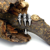 New US Size 7-12 Punk Rock Stainless Steel Mens Biker Rings Vintage Gothic Jewelry Silver Color Dragon Claw Ring Men