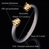 New Unique Cool Leopard Head Cuff Bracelet For Men/ Women Free Shipping 18K Gold Plated Stainless Steel Bracelets Bangles 