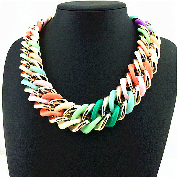 New Women Accessories Necklaces & Pendants Colorful Resin Bib Choker Statement Necklace Elegant Fashion Jewelry Necklace