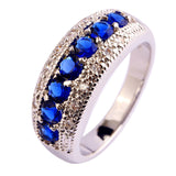 New Women Jewelry Sapphire & Emerald Quartz Blue Topaz Morganite Silver Ring 