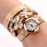 New Women Leather Strap Watches Flower Bracelet Women Dress Watch Wristwatches Top Brand Opal Girl's Gift Fashion