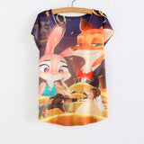 New Women's T-shirt summer tees top Thin style Cute rabbit Judy print batwing sleeve T shirts