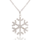 New Year Christmas Gift Fashion Luxury Shiny rhinestone Snowflake Necklace Pendants Chain long necklace jewelry women 