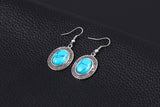New Year's gift Fashion jewelry sets Vintage Bracelet Chain Round Pendant Necklace Turquoise gem Dangle Earrings women
