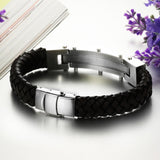 New arrival 316L stainless steel and leather wrist cuff bracelet