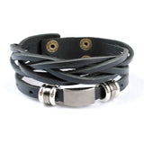 New arrival high quality brown and black leather wrap bracelet for men male jewelry cool stainless steel bracelet