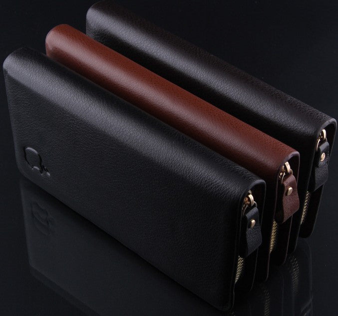 New brand genuine leather men's wallet clutch carteira money bags for men black coffee purse