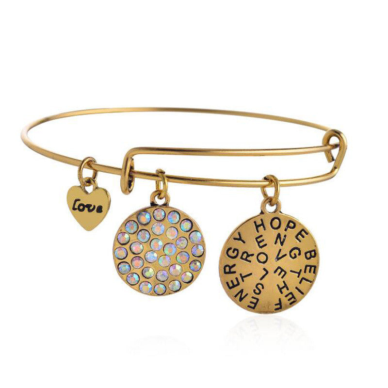 New famous Brand Charm Bangles Bracelets Summer Style Setting Crystal Disc Adjust Bangles For Women Gift Jewelry