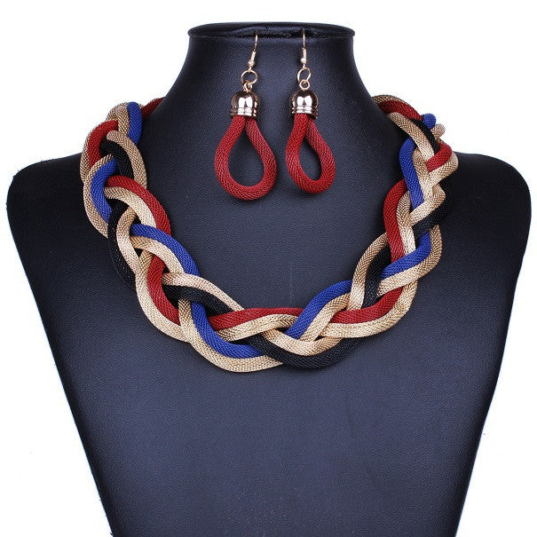 New fashion Bohemian Punk Fashion Colourful Statement Metal Braid Twist Chain necklaces & pendants woman's Necklace
