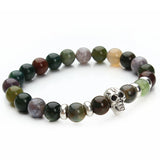 New fashion natural stones skull bracelet Lava stone beads and tiger eye stone beads men bracelet 