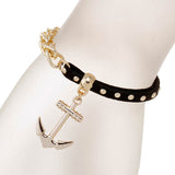 New gold chain Anchor bracelet leather bracelets pulsera ancla hot charm bracelet women pulseras mujer man jewelry