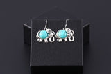 New hot sale Tibetan silver Vintage Bohemia Cute Animal Elephant Turquoise drop earrings jewelry for women