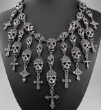 Newest Gorgeous Fashion Necklace Skeleton skull Cross Jewelry crystal Department Statement Women Choker Necklaces Pendants