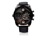 Oulm Double Time Show,Metal Dial Military Men Sports Business Watch ,Double Zone Time