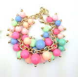 Newest fashion candy color chain bracelet multilayer pearl charm bracelet women bracelet bangle jewelry