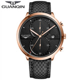 Newest Arrival 2016 GUANQIN Watches Men Luxury Top Brand Full Black Sport Quartz Watch Men Wrist Watch With Stopwatch