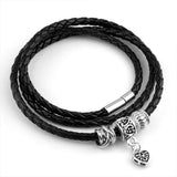 Newest Arrival Silver Charm Black Leather Wrap Bracelet for Women Five Colors Magnet Clasp Christmas Gift Jewelry