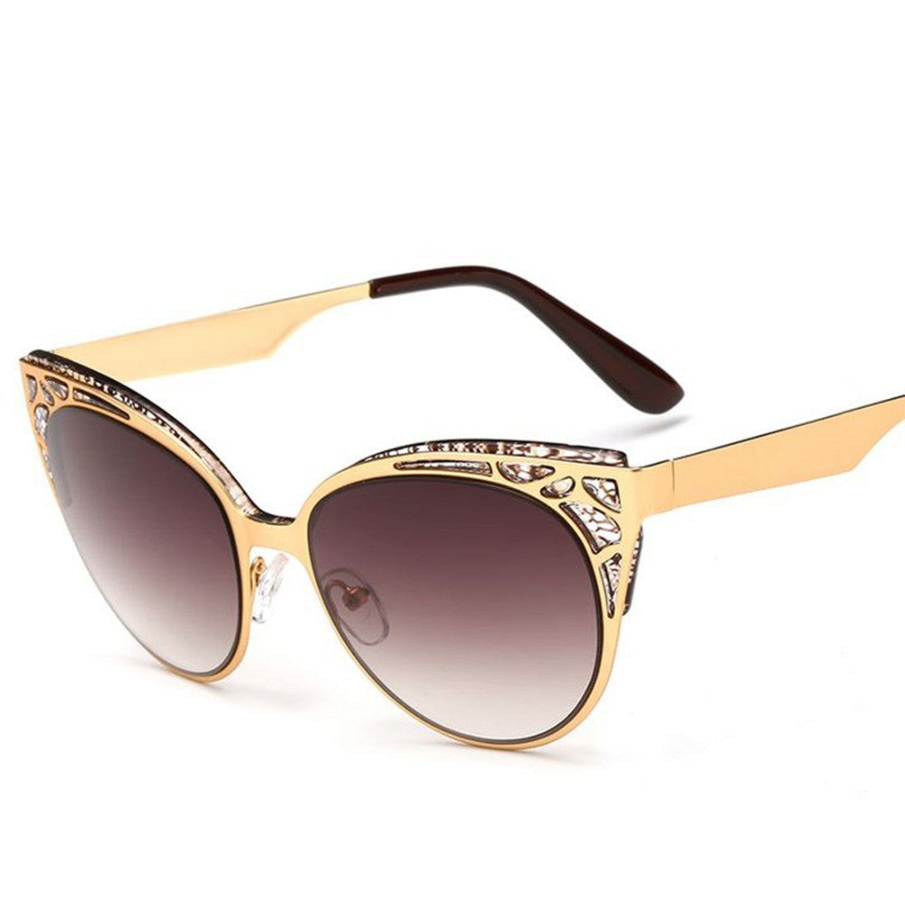 Newest Brand Cat Eye Sunglasses Women Hollow Metal Frame High Quality Sun Glasses Vintage Oculos UV400