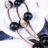 Newest Fashion Jewelry Lady Unique Design 18K Gold Plated Resin Round Bead Multilayer Chock Necklace 