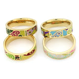 Newest Ring Thin 0.6cm Width Rose Gold Ribbon Abstract Pattern Design Enamel Jewelry Ring