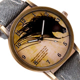 Newly Design Vintage Brief Painting Horse Watch Quartz Wrist Watches 