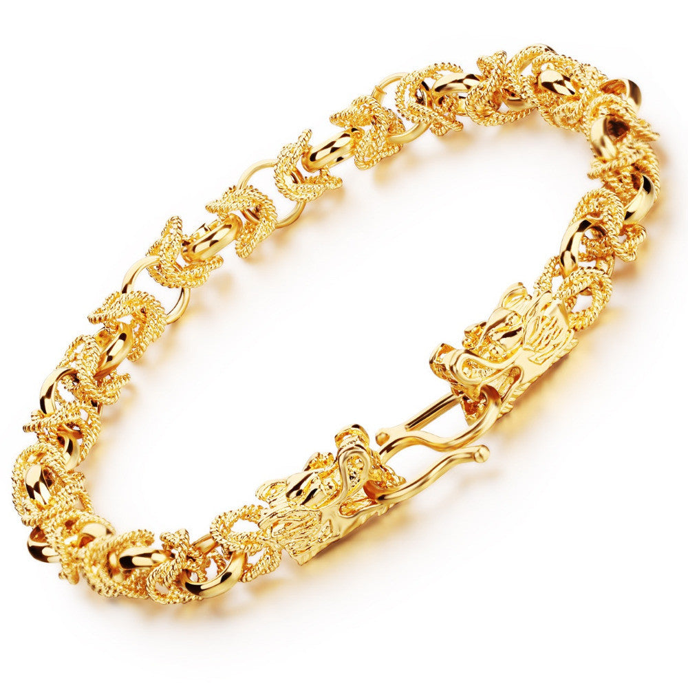 Charm Gold Plated Man Bracelets Vintage Dragon Head Style Chain & Link Men Bracelet Jewelry 22CM Long