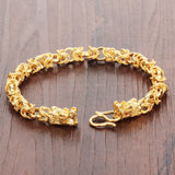 Charm Gold Plated Man Bracelets Vintage Dragon Head Style Chain & Link Men Bracelet Jewelry 22CM Long 